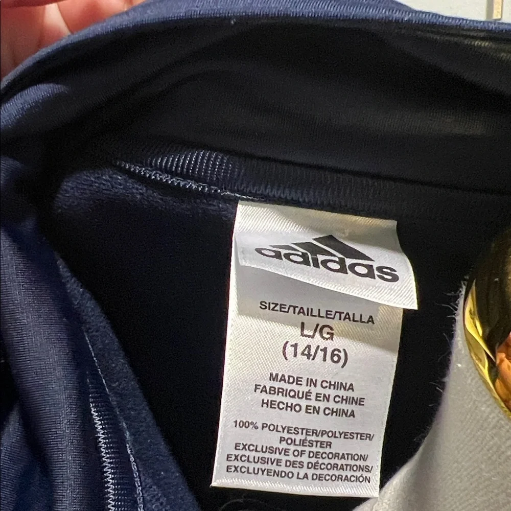 Adidas Dark Blue Zip-Up Jacket with White Accents